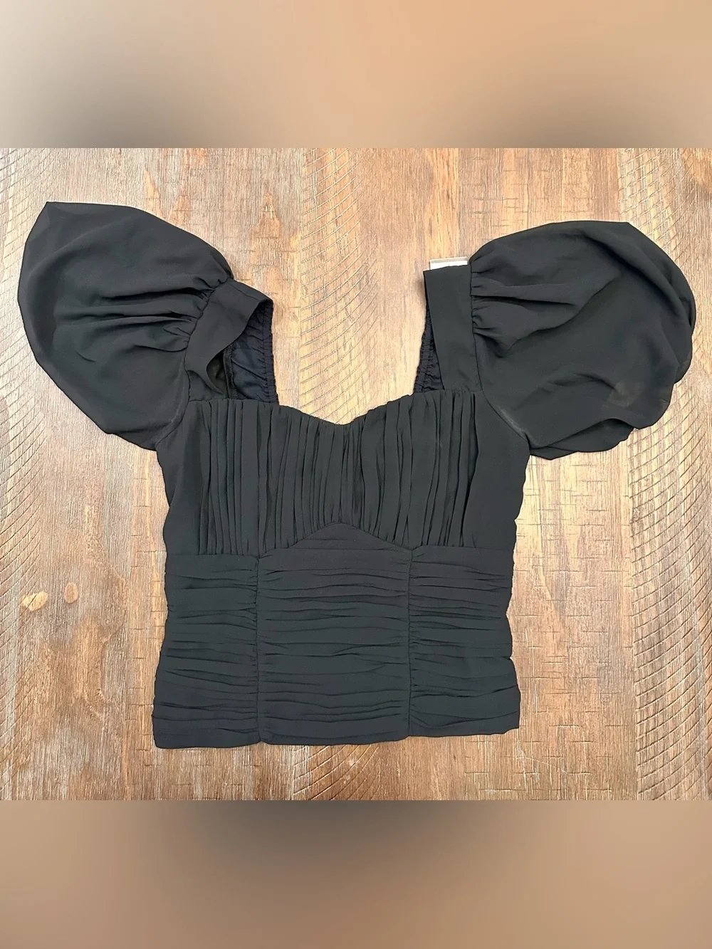 Abercrombie & Fitch Black Puff Sleeve Ruched Women’s Top